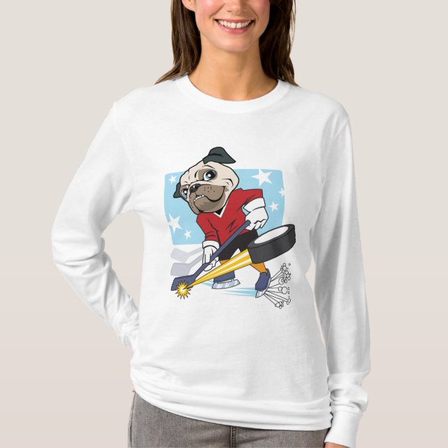 Customizable Hockey Pug T-Shirt (Front)