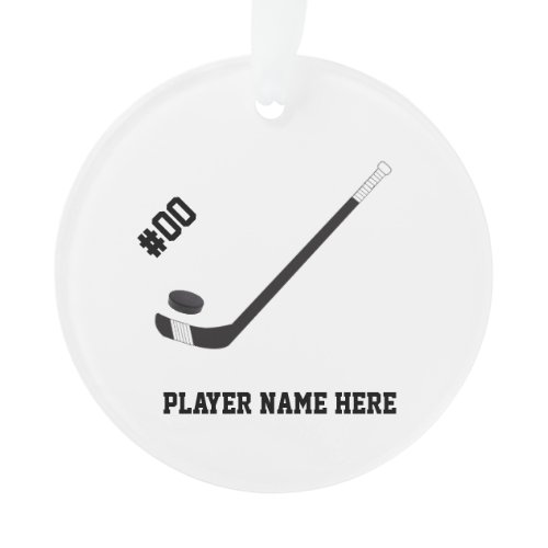 Customizable Hockey Stick &amp; Puck Ornament