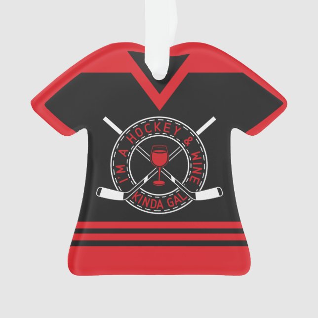 Customizable Hockey & Wine Jersey Ornament (Front)