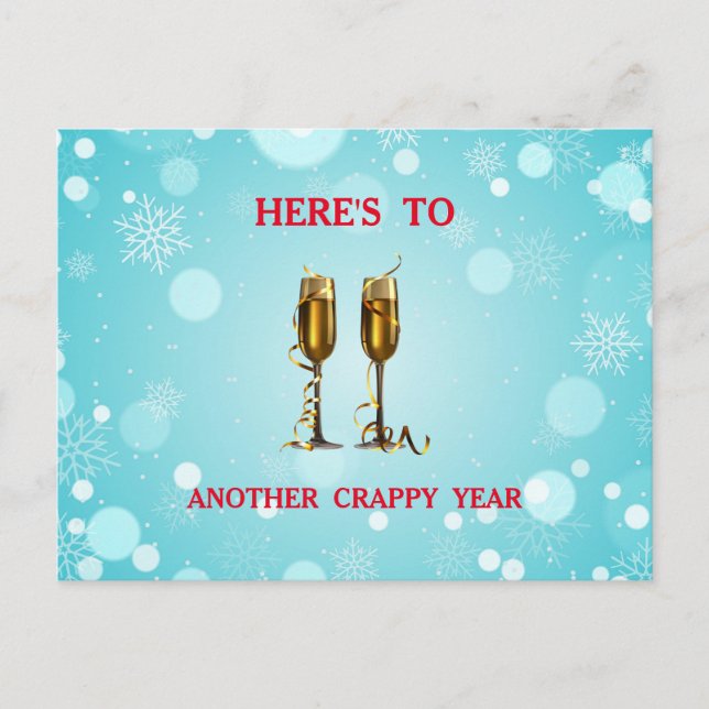 Customizable holiday cheer champagne flutes funny postcard (Front)