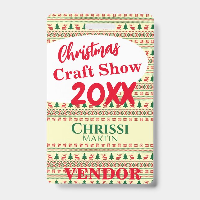 Customizable Holiday Event Vendor ID Badge (Front)