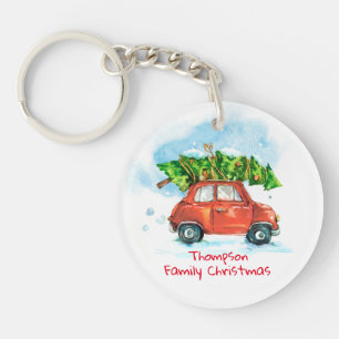 Customizable Holiday Family Christmas Tree Keychain