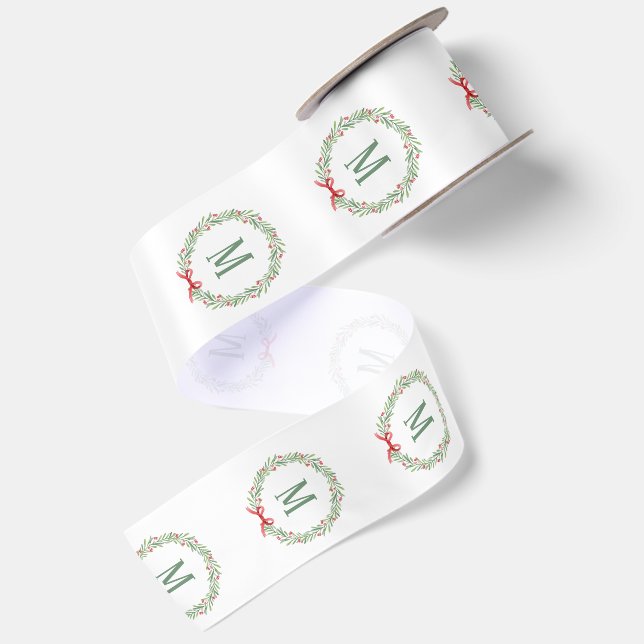 Customizable Holiday Initial  Satin Ribbon (Front+Back)