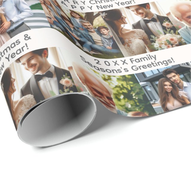 Customizable Holiday or Occasion Wish and 4 Photos Wrapping Paper (Roll Corner)