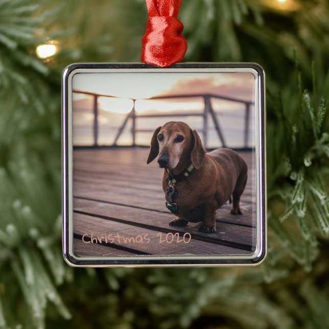 Customizable Holiday Pet Dog Dachshund Metal Ornament (Tree)