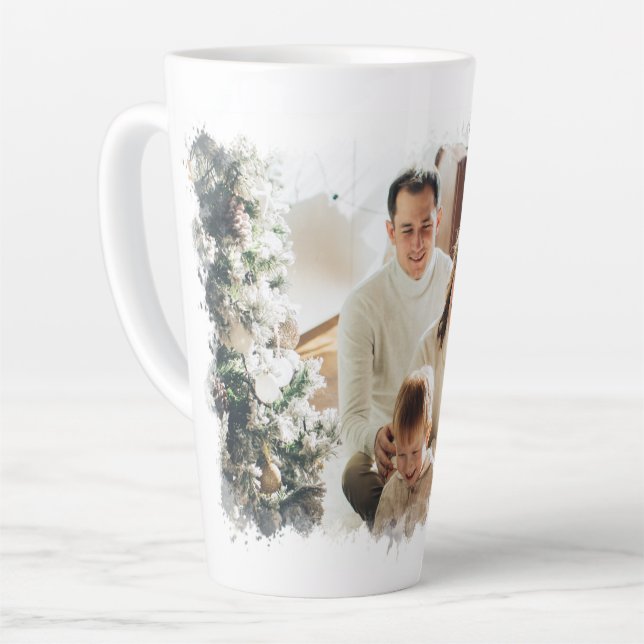 Customizable Holiday Picture Latte Mug (Left Angle)