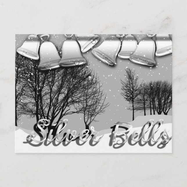 Customizable Holiday Postcard Silver Bells (Front)