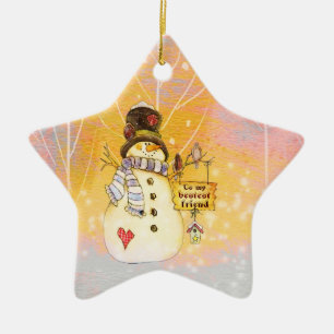 Customizable Holidays - Snowman in a Star Ornament