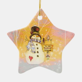 Customizable Holidays - Snowman In A Star Ornament by BridesToBe at Zazzle