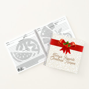 Customizable Holly Jolly Christmas Cookbook Notebook
