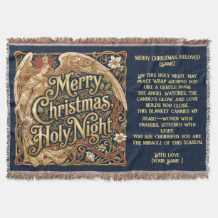 Customizable Holy Night Angel Blessing Throw Blanket