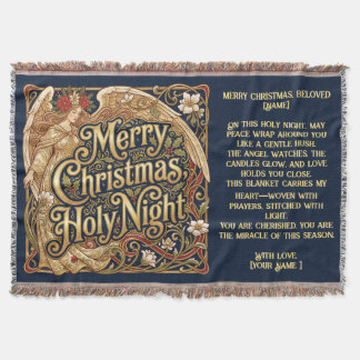 Customizable Holy Night Angel Blessing Throw Blanket