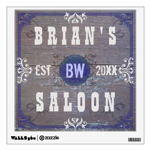 Customizable Home Bar Beer Saloon Wall Decal (Front)
