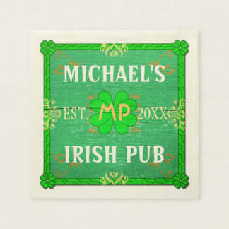 Customizable Home Bar: Green Irish Pub Napkins