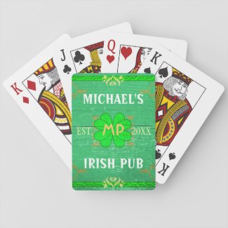 Customizable Home Bar: Green Irish Pub Poker Deck
