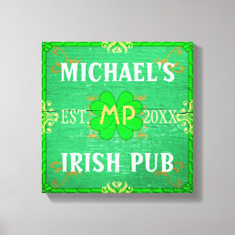 Customizable Home Bar Irish Pub Green Canvas Print