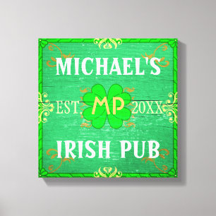 Customizable Home Bar Irish Pub Green Canvas Print