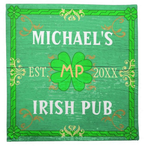 Customizable Home Bar Irish Pub Green Cloth Napkin