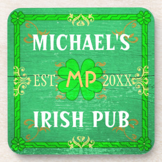 Customizable Home Bar Irish Pub Green Drink Coaster