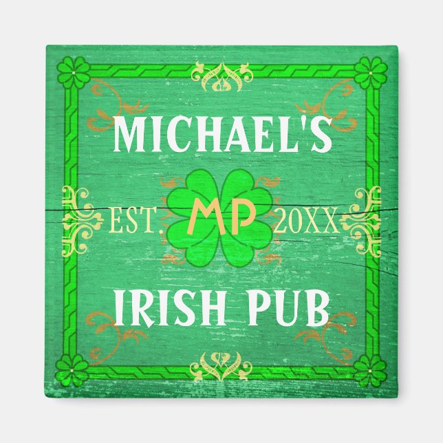 Customizable Home Bar Irish Pub Green Magnet (Front)