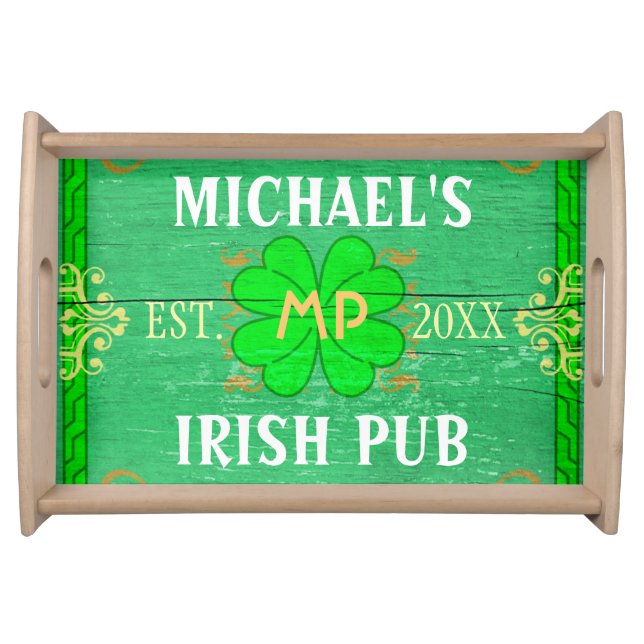 Customizable Home Bar Irish Pub Green Serving Tray (Front)
