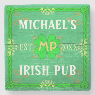 Customizable Home Bar Irish Pub Green Stone Coaster