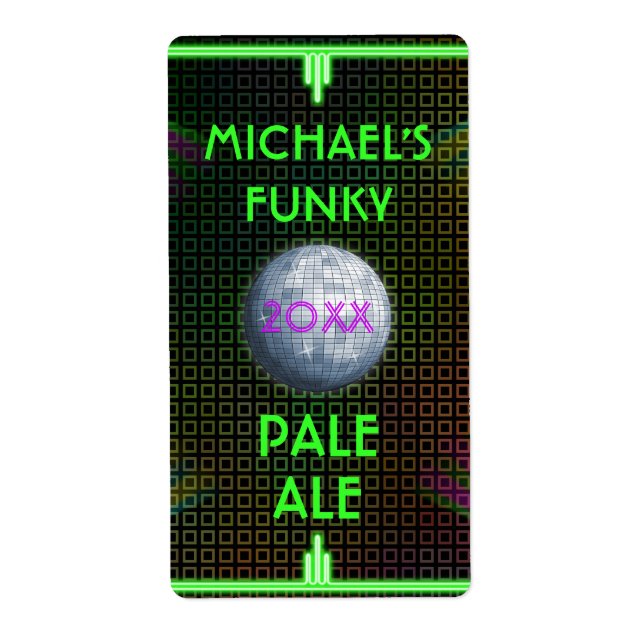 Customizable Home Beer Brewer 70's Disco Ball Label (Front)