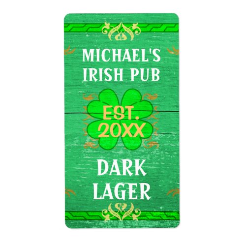 Customizable Home Brewer Irish Pub Beer Label