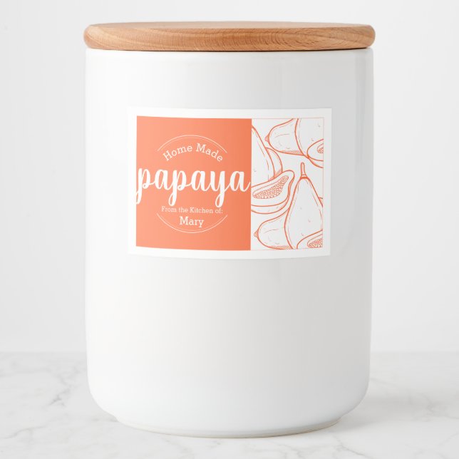 Customizable Home Made Papaya Food Label (Front)