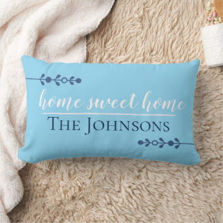 Customizable Home Sweet Home Blue Lumbar Pillow