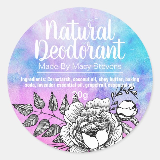 Customizable Homemade Deodorant Label (Front)