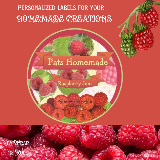 Customizable Homemade Raspberry Jam Classic Round Sticker (Creator Uploaded)