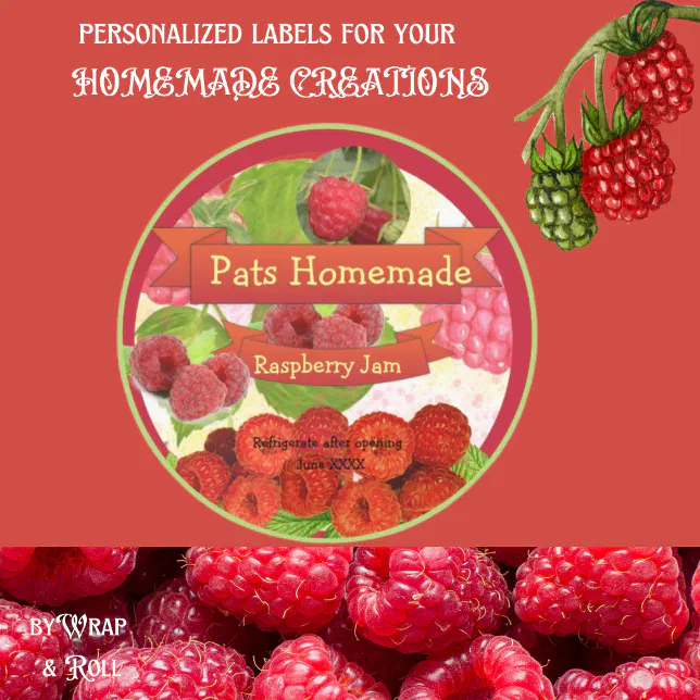 Customizable Homemade Raspberry Jam Classic Round Sticker | Zazzle