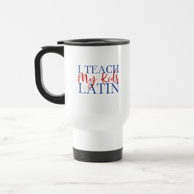 CUSTOMIZABLE Homeschool Latin Superhero Travel Mug (Left)