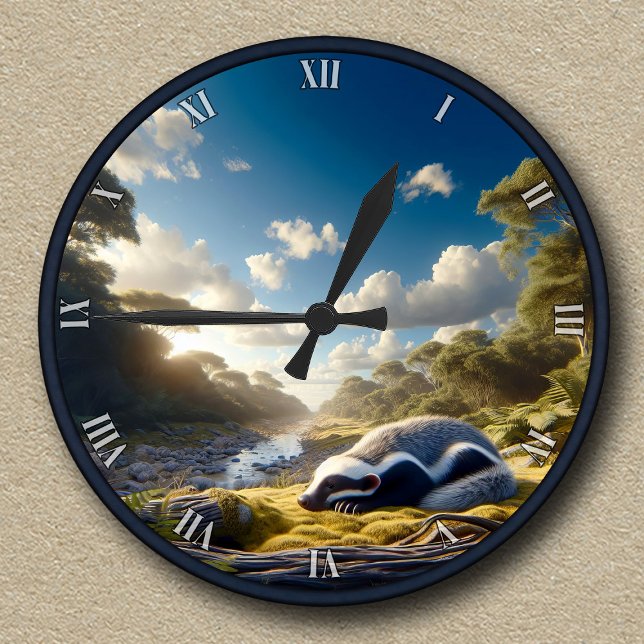 Customizable Honey Badger  Round Clock (Creator Uploaded)