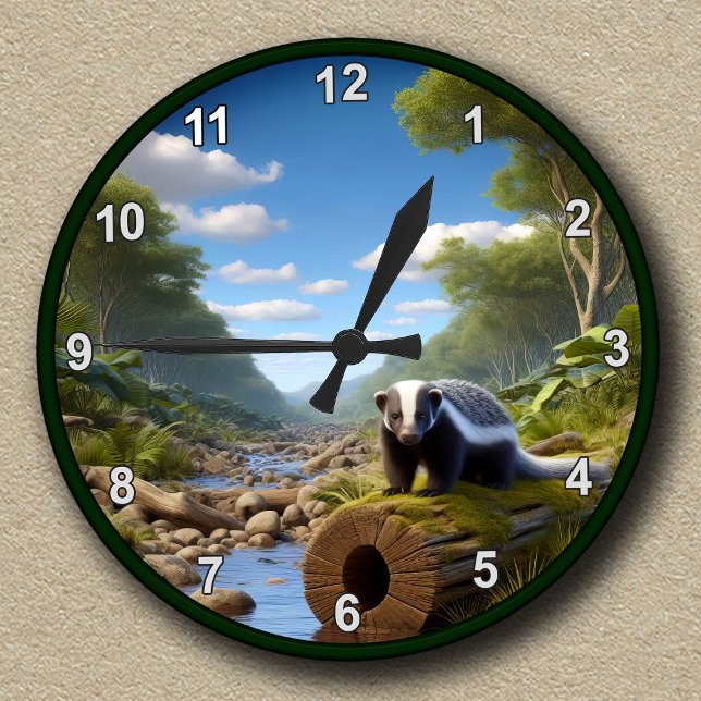 Customizable Honey Badger  Round Clock (Creator Uploaded)