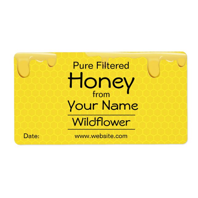 Customizable Honey Labels Honeycomb Add Your Name (Front)
