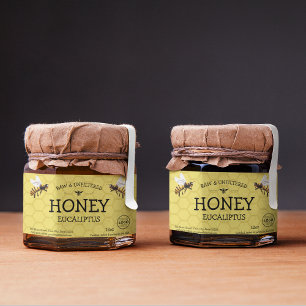 Customizable Honeycomb Honey Jar Label