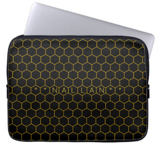 Customizable Honeycomb Pattern Black Dark Chic Laptop Sleeve