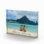 Customizable honeymoon souvenir photo block<br><div class="desc">Photo block customizable with your own photo and destination text for example to be used as a honeymoon souvenir display.</div>