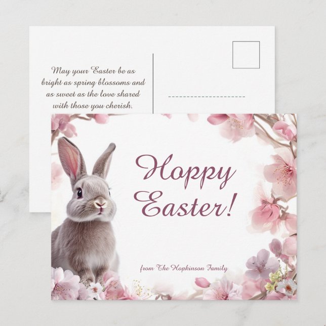 Customizable 🐇Hoppy Easter Delight Holiday Postcard (Front/Back)