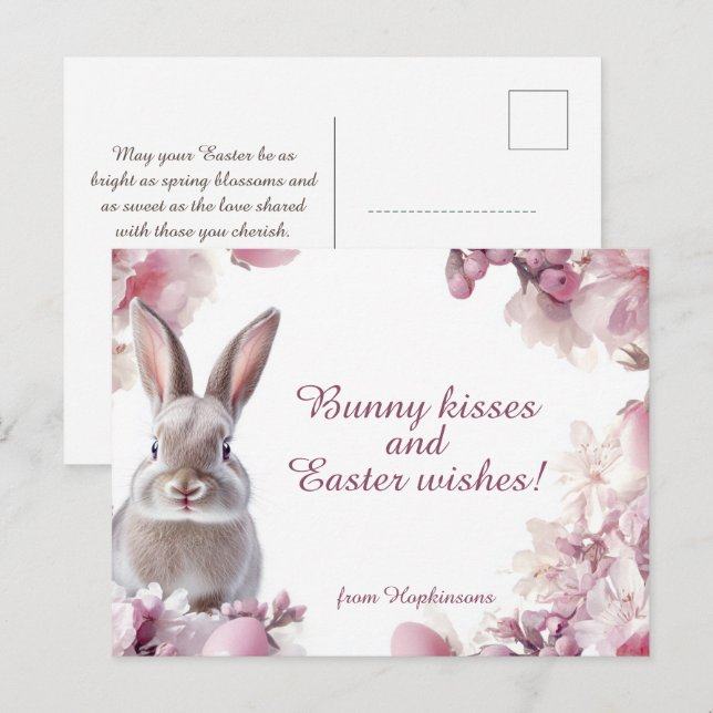 Customizable 🐇Hoppy Easter Wishes Holiday Postcard (Front/Back)
