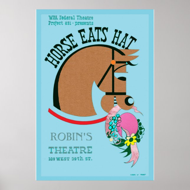 Customizable Horse Eats Hat Kids Poster (Front)