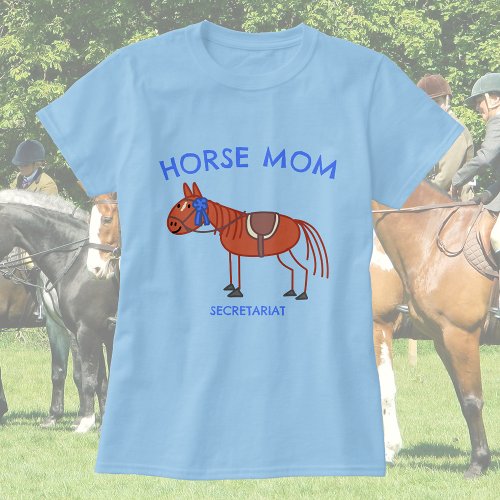 Customizable Horse Mom _ Chestnut Horse Doodle T_Shirt