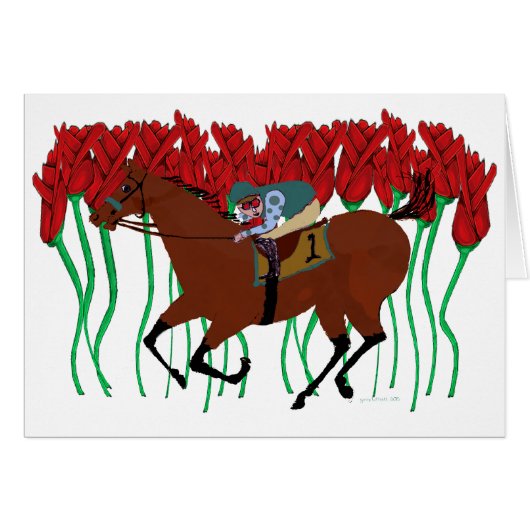 Customizable Horse Racing w/ Roses Design Cards (Front Horizontal)