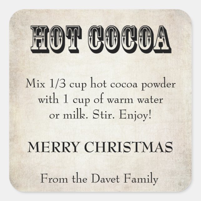 Customizable Hot Cocoa Label BG04 (Front)
