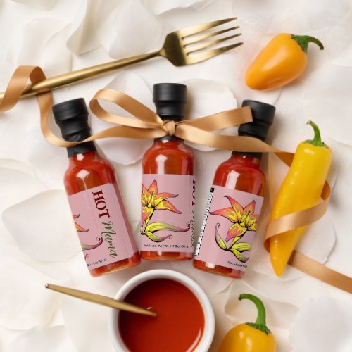 Customizable Hot Mama Stylized Pink Fire Flower Hot Sauces