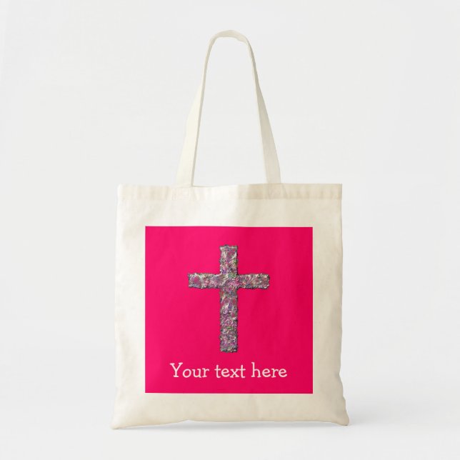 Customizable Hot Pink Cross Tote Bag (Front)