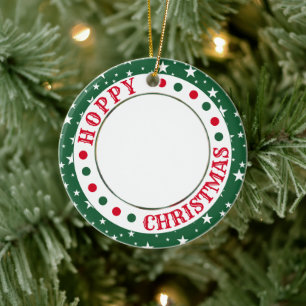 Customizable House Rabbit   Hoppy Christmas Photo Ceramic Ornament