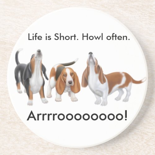 Customizable Howling Basset Hounds Coaster